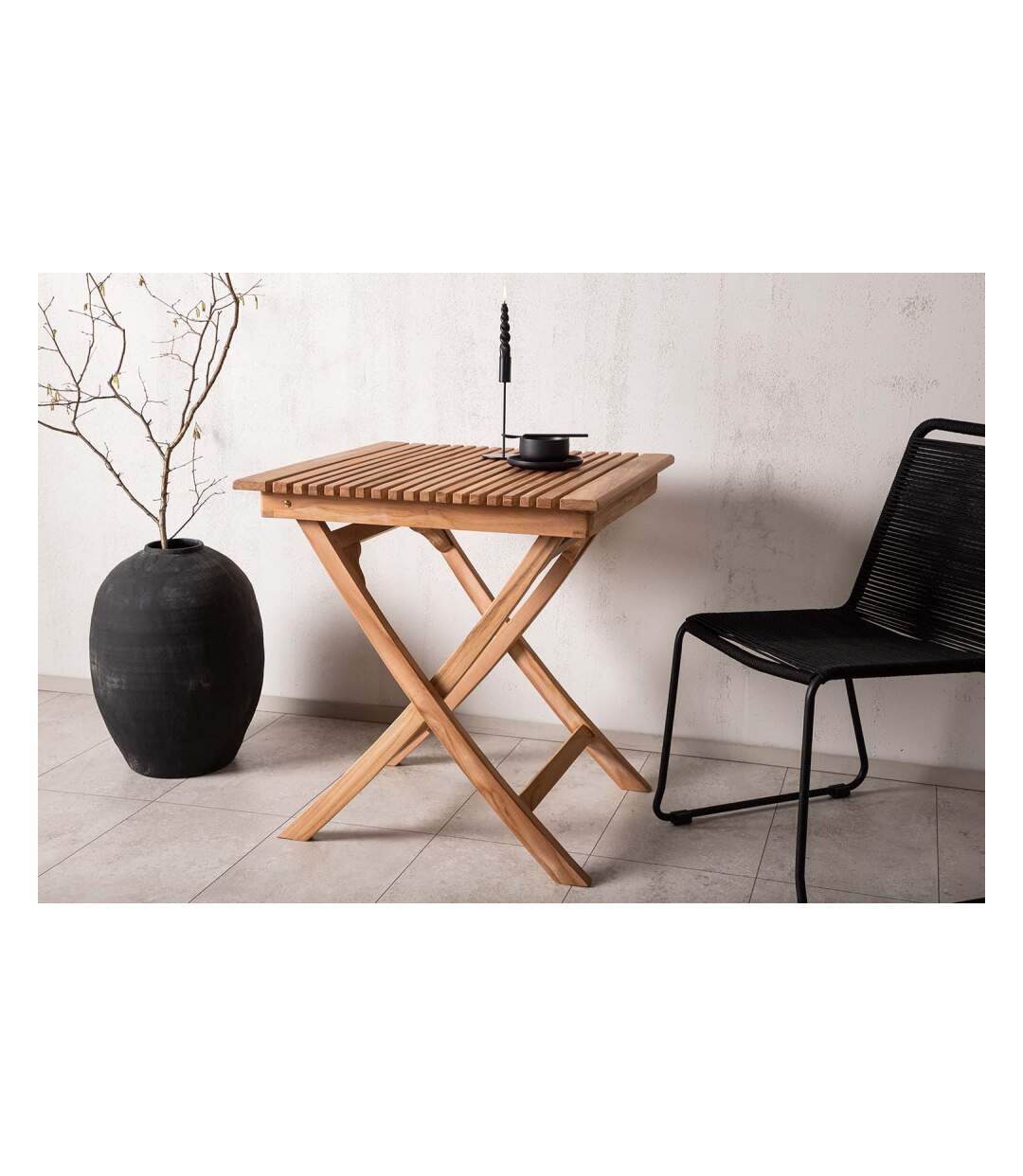 Table de jardin pliante carré 70 x 70 cm en teck Ghana-2