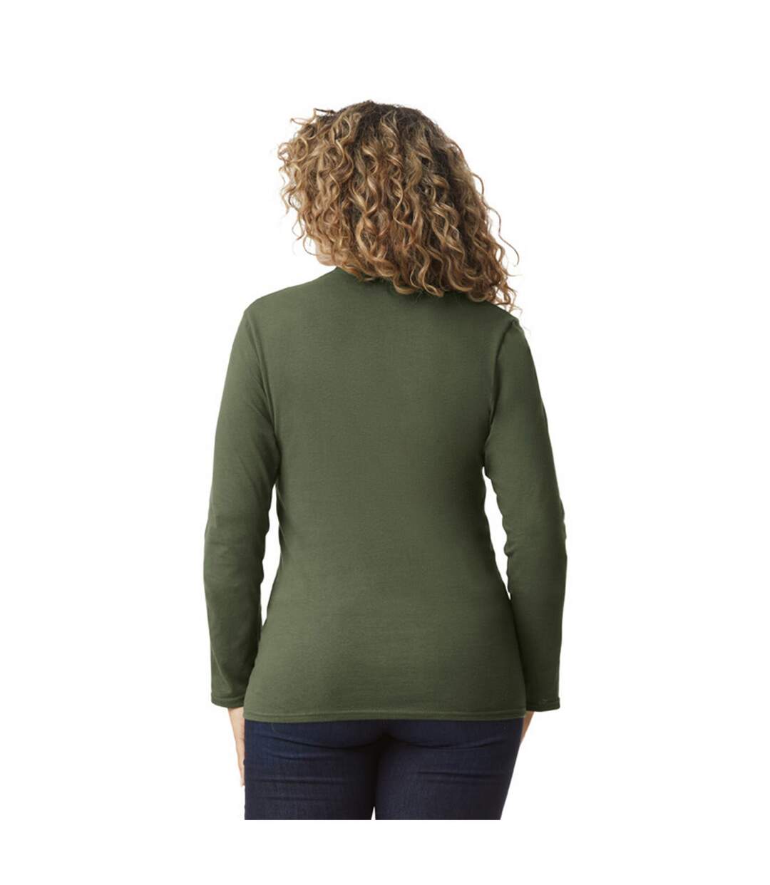 T-shirt Manches Longues Adulte Vert Kaki Gildan-3