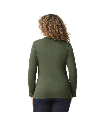 T-shirt Manches Longues Adulte Vert Kaki Gildan