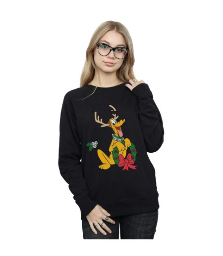 Disney Sweatshirt de renne de Noël Pluto Femme/Ladies (Noir) - UTBI28129