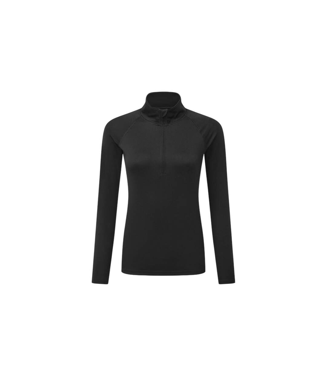 Womens/ladies Long Sleeve Performance Quarter Zip Top Black TriDri-1