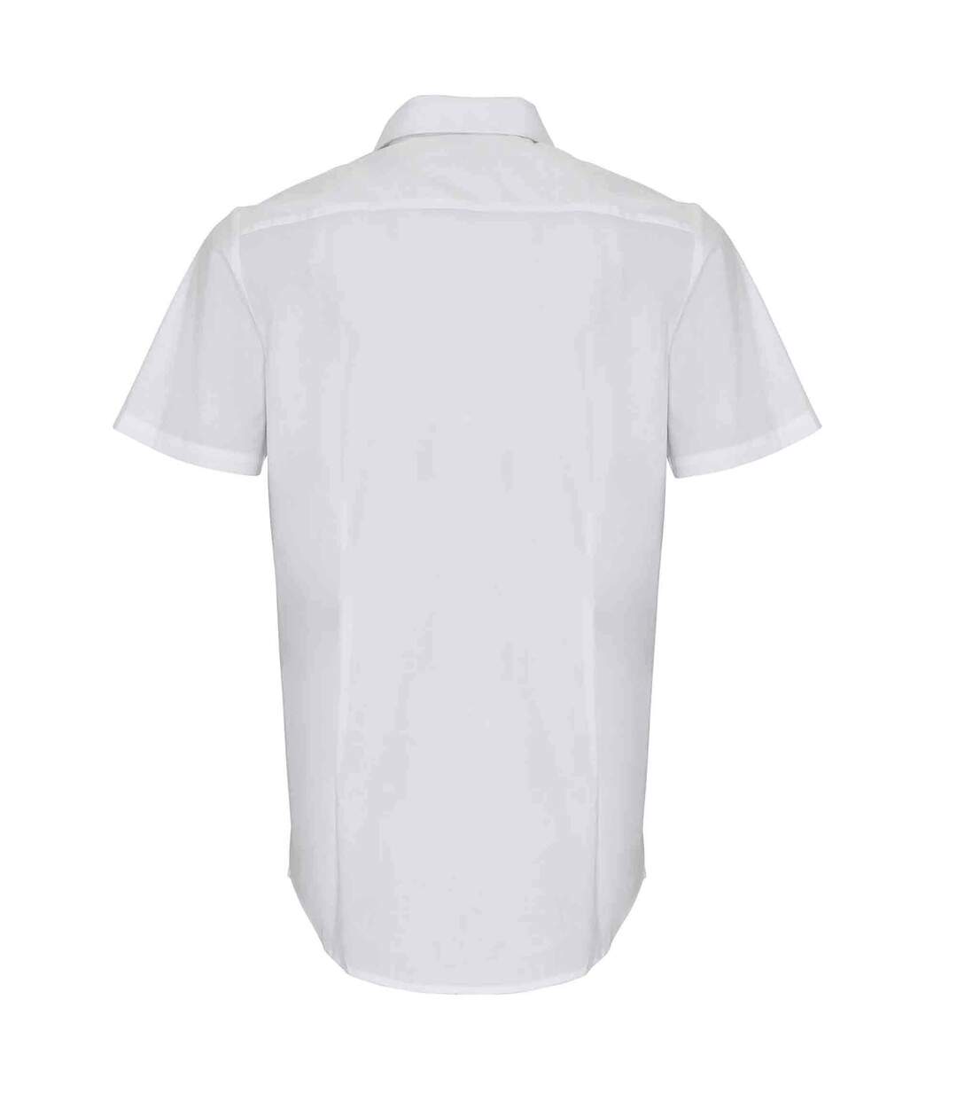 Premier Mens Stretch Fit Poplin Short Sleeve Shirt (White)