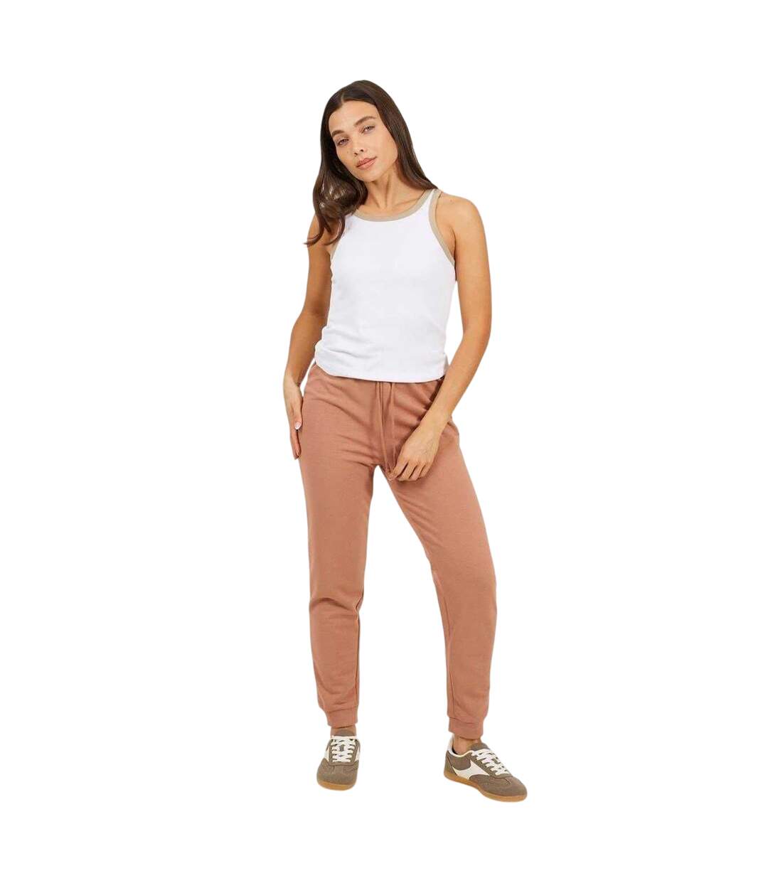 Womens/ladies Skinny Jogging Bottoms Taupe Brave Soul-4
