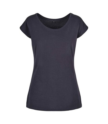 Build Your Brand Womens/Ladies Wide Neck T-Shirt (Navy)