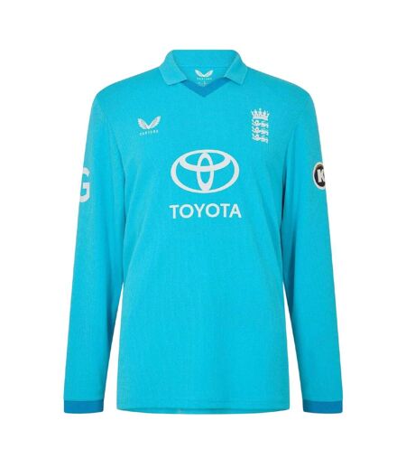 Polo De Cricket Manches Longues Motif/style Cricket D´angleterre Homme Bleu Atoll Bleu Danube Castore