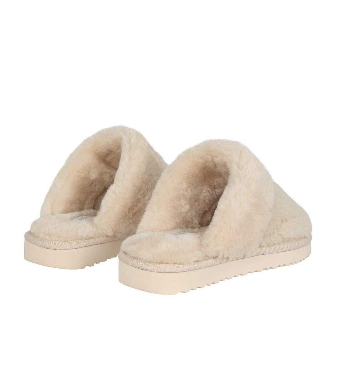Womens/ladies Suede Faux Fur Lined Mule Slippers Cream Jack Wills-2