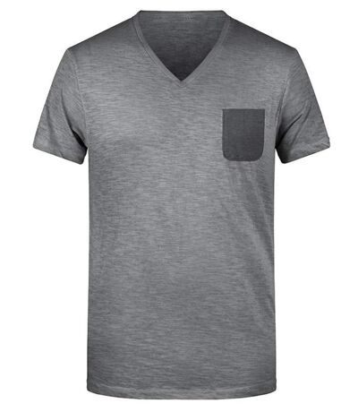 T-shirt bio col V - Homme - 8016 - gris graphite