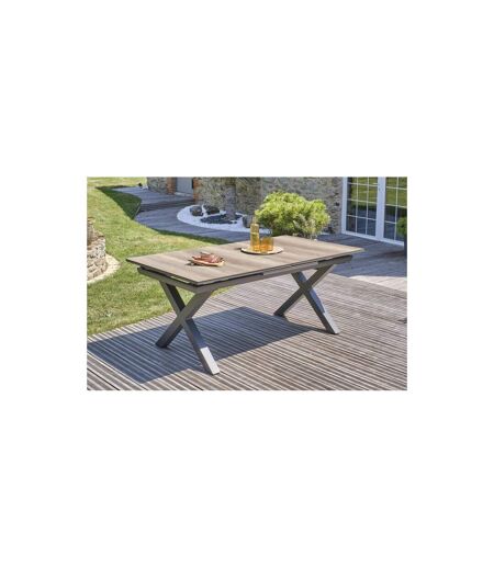 Table de Jardin Extensible Imitation Bois Floride 180-240cm Gris Anthracite
