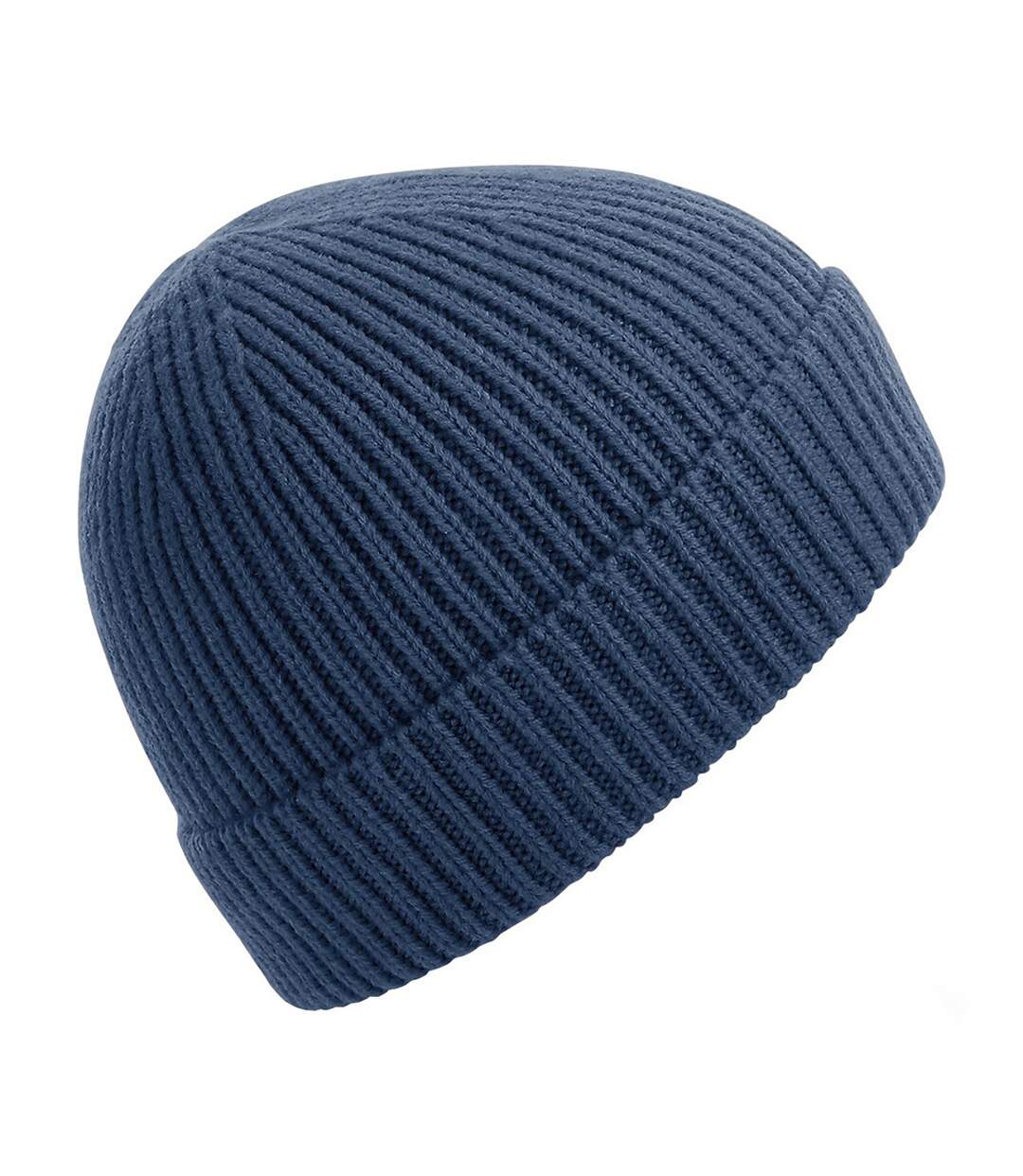 Unisex engineered knit ribbed beanie steel blue Beechfield-1