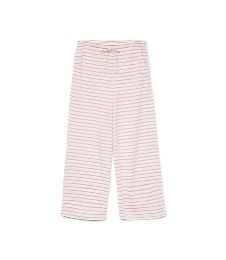 Pantalon blanc/roses à rayures femme vero moda malma - l