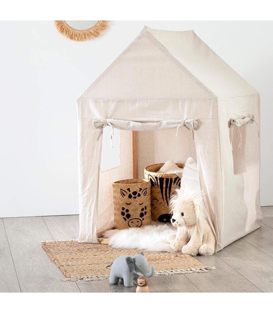 Maison Déco Enfant Pin & Toile 116cm Beige-5