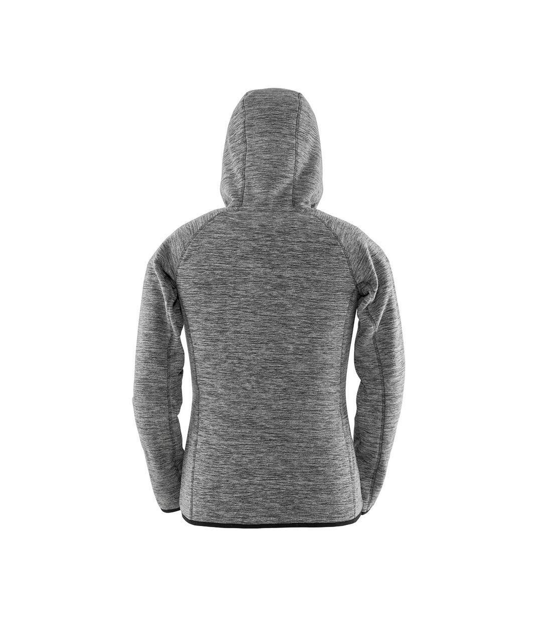 Womens/ladies microfleece hoodie grey/black Spiro