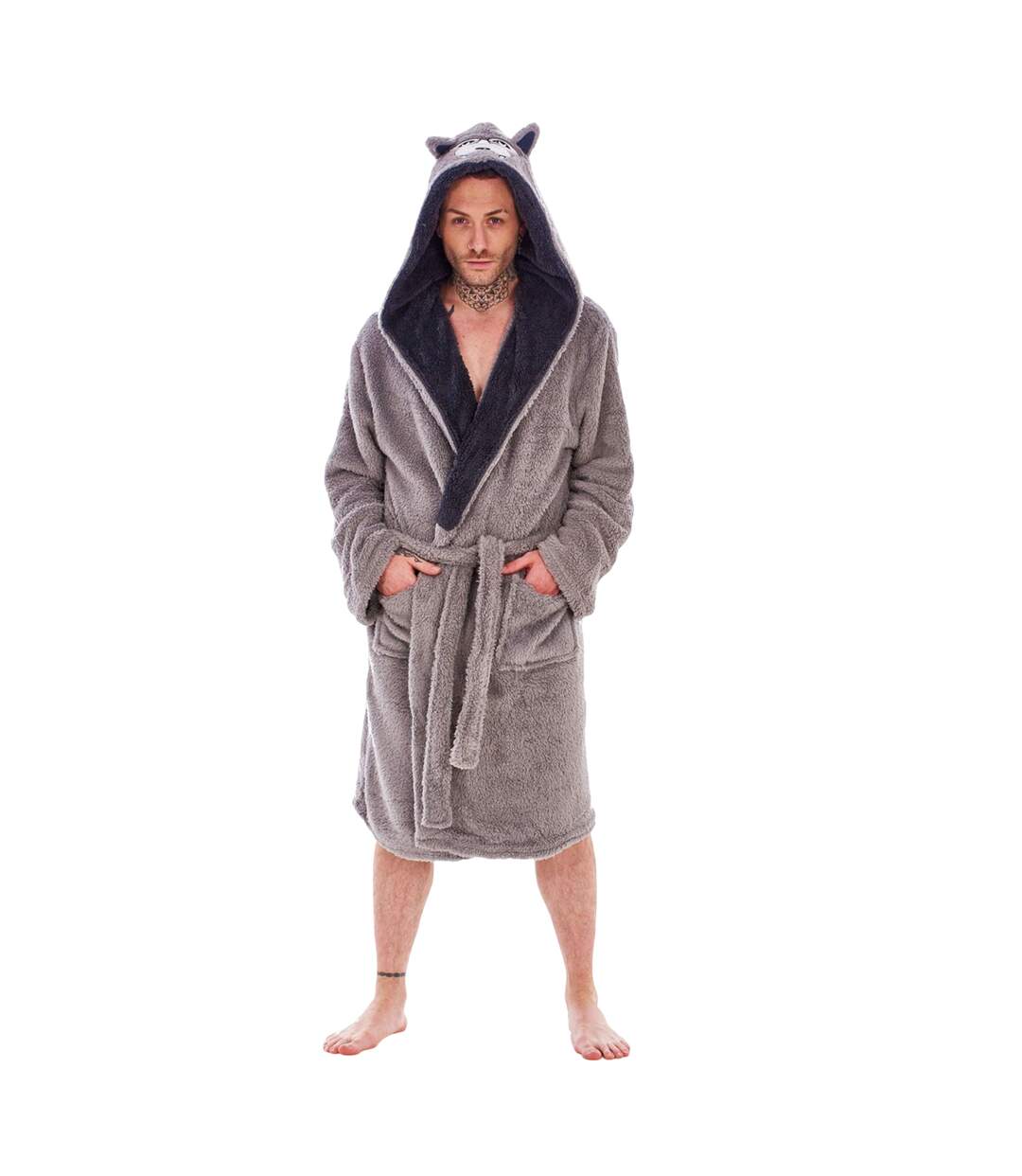 Robe De Chambre Motif/style Tête De Loup Homme Marron Noir Keanu-1