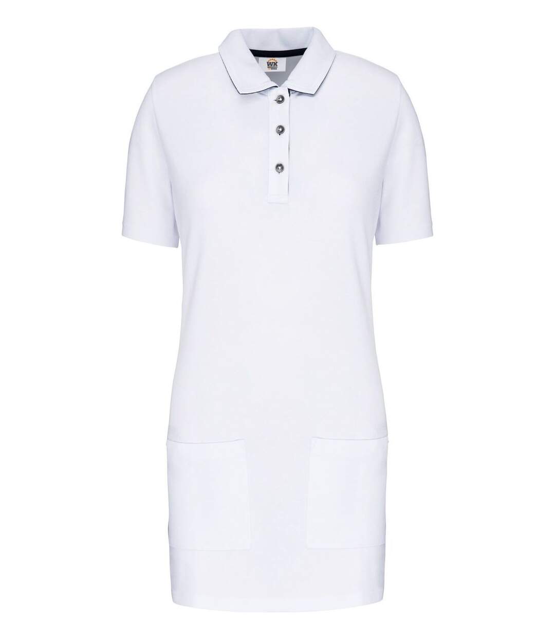 Polo de travail long - Femme - WK209 - blanc et marine