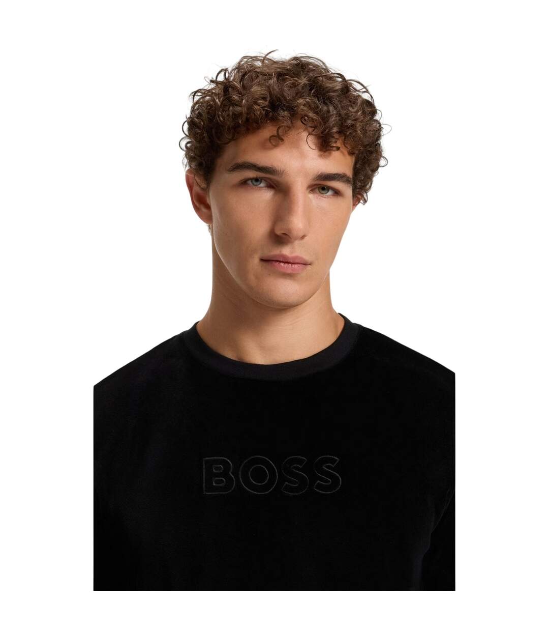 Mens Velour Sweatshirt Black Hugo-4