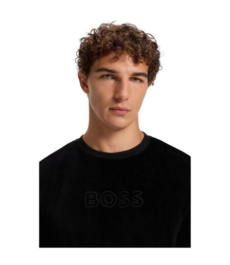 Mens Velour Sweatshirt Black Hugo