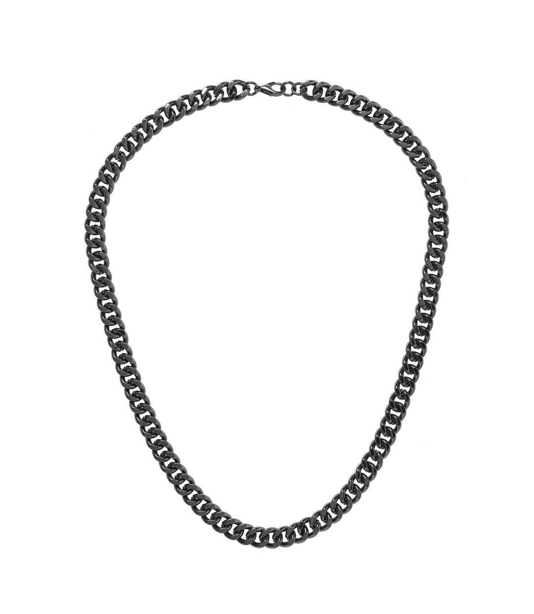 Metal Curb Chain Necklace One Size Gunmetal Fabric-1