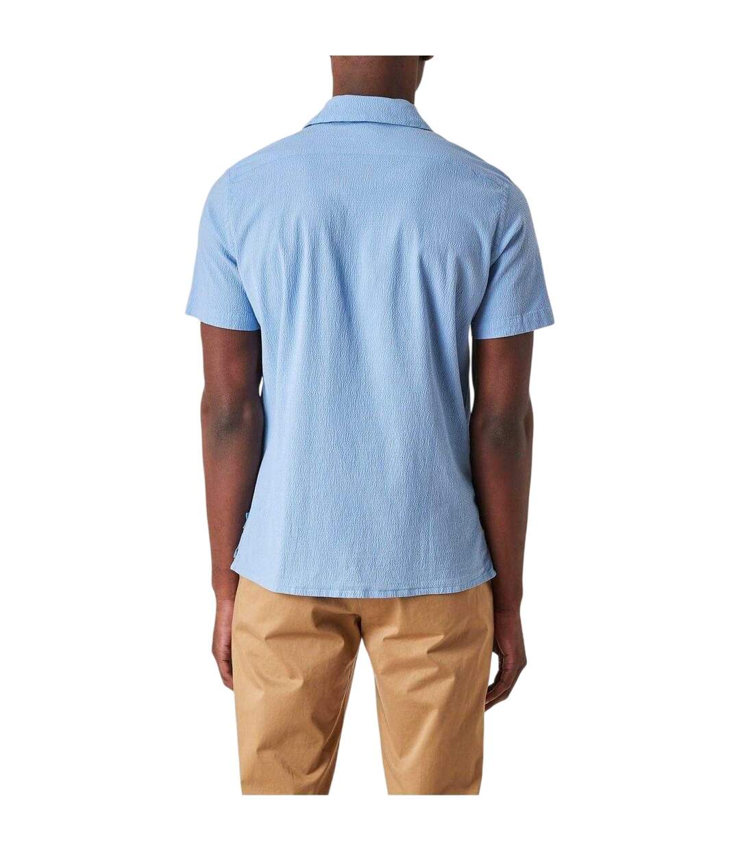 Mens Seersucker Regular Short-sleeved Shirt Blue Paul Smith-3