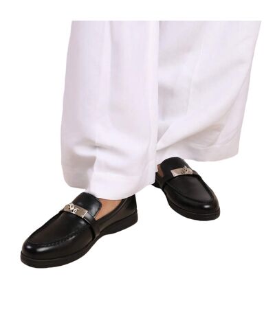 Where´s that from womens/ladies monaco faux leather metal detail loafers black Where's That From