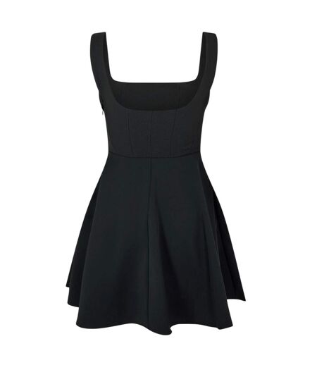 Womens/ladies Square Neck Mini Dress Black Odd Muse
