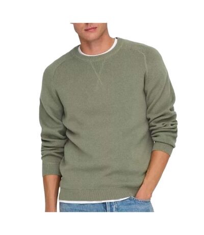 Pull kaki homme only & sons reg 12 crew - l