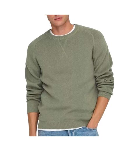 Pull kaki homme only & sons reg 12 crew - l