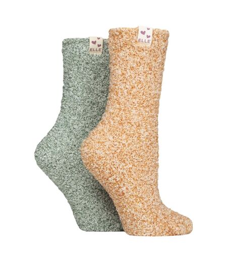 2 Pack Ladies Two Tone Cosy Bed and Home Socks - Warm Soft Relaxing Comfort
