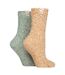 2 Pack Ladies Two Tone Cosy Bed and Home Socks - Warm Soft Relaxing Comfort-1