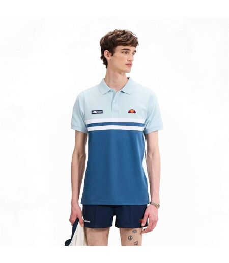Mens Muccia Colour Block Polo Shirt Blue Light Blue Ellesse