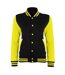 AWDis Just Hoods Womens/Ladies Electric Varsity Jacket (Jet Black/Electric Yellow) - UTRW3483