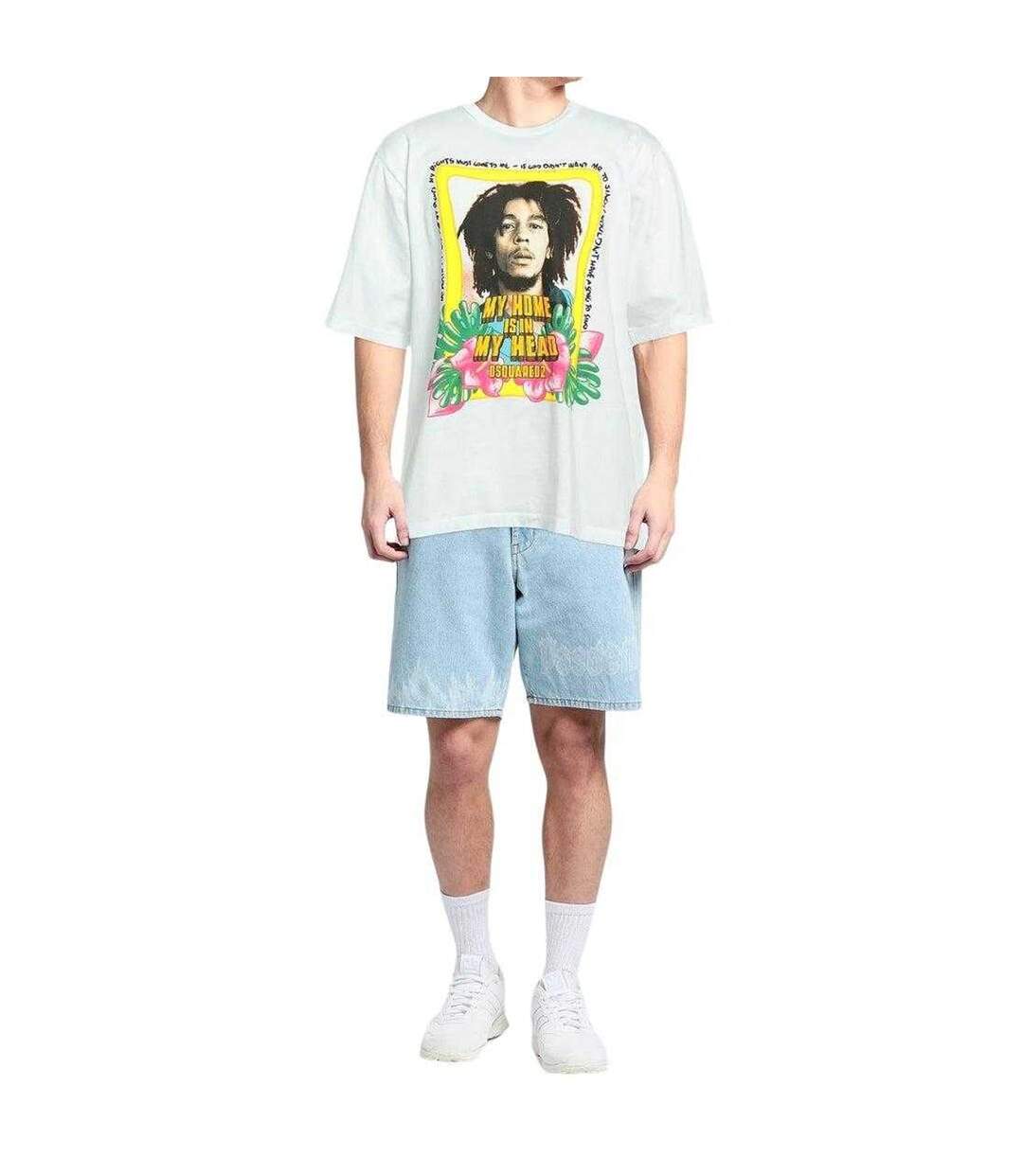 Unisex Adult My Home Is In My Head Bob Marley T-shirt White DSquared2-1