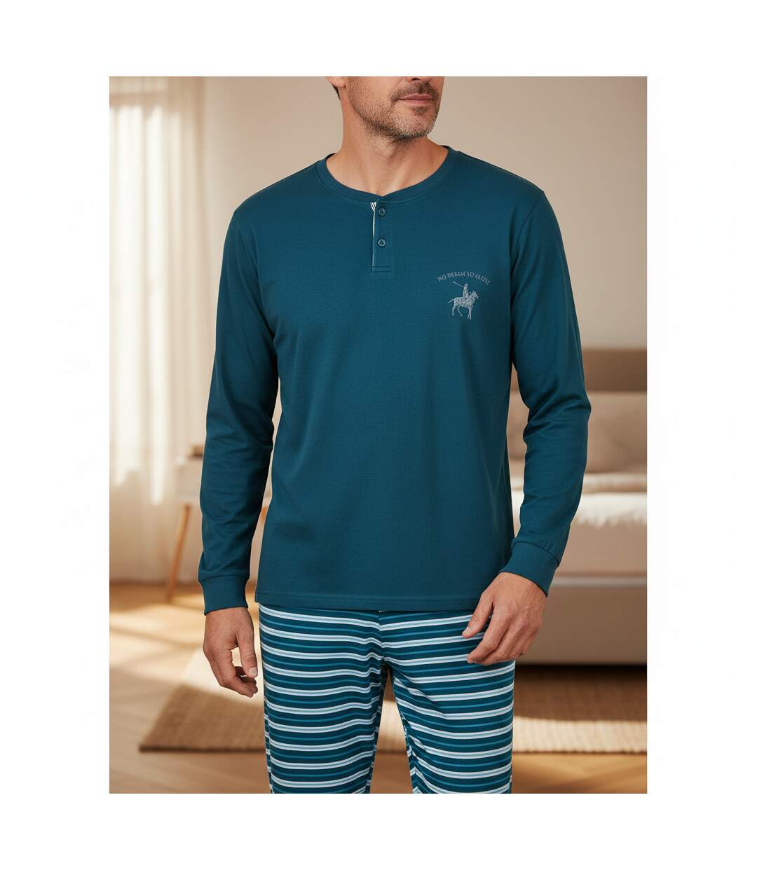 OZABI Pyjama Homme Doublé Polaire Écusson Brodé-2