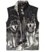 Mouwloos fleecevest met wolvenmotief-4