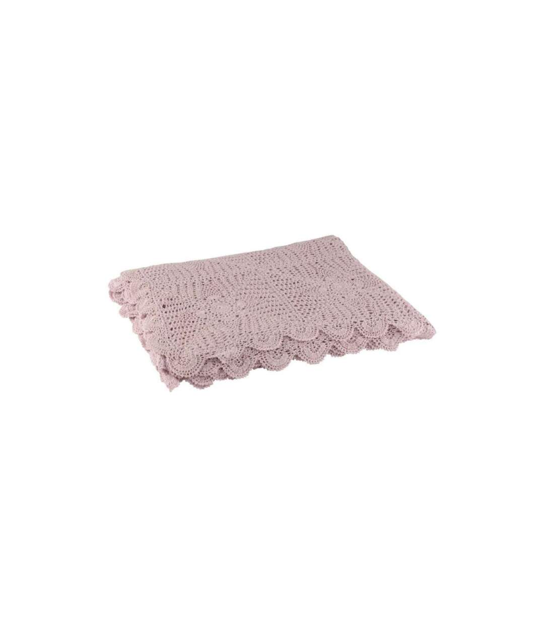 Nappe Déco en Coton Dentelle 130x180cm Rose Mauve-1