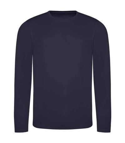 Mens moisture wicking long-sleeved t-shirt french navy AWDis Cool