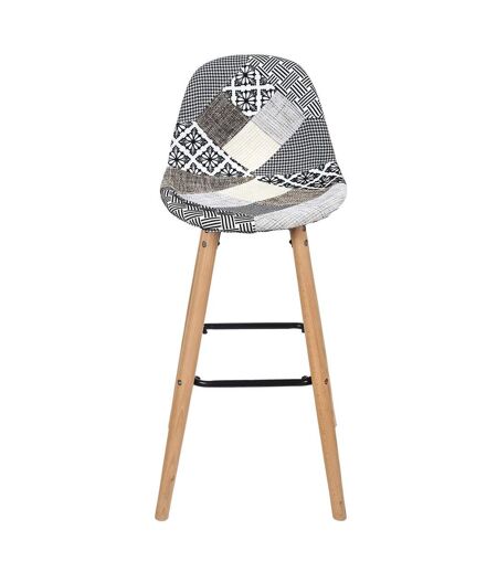 Lot de 2 Tabourets de bar Patchwork - Beige et Gris