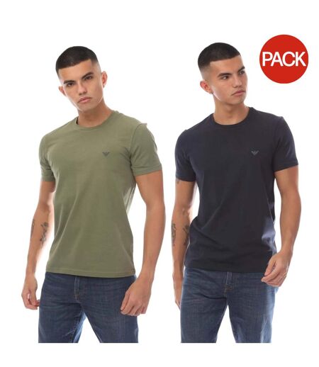 Pack Of 2  Mens Plain T-shirt  Navy Green Emporio Armani