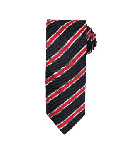 Premier Mens Waffle Stripe Formal Business Tie (Black/Red) (One Size) - UTRW5236