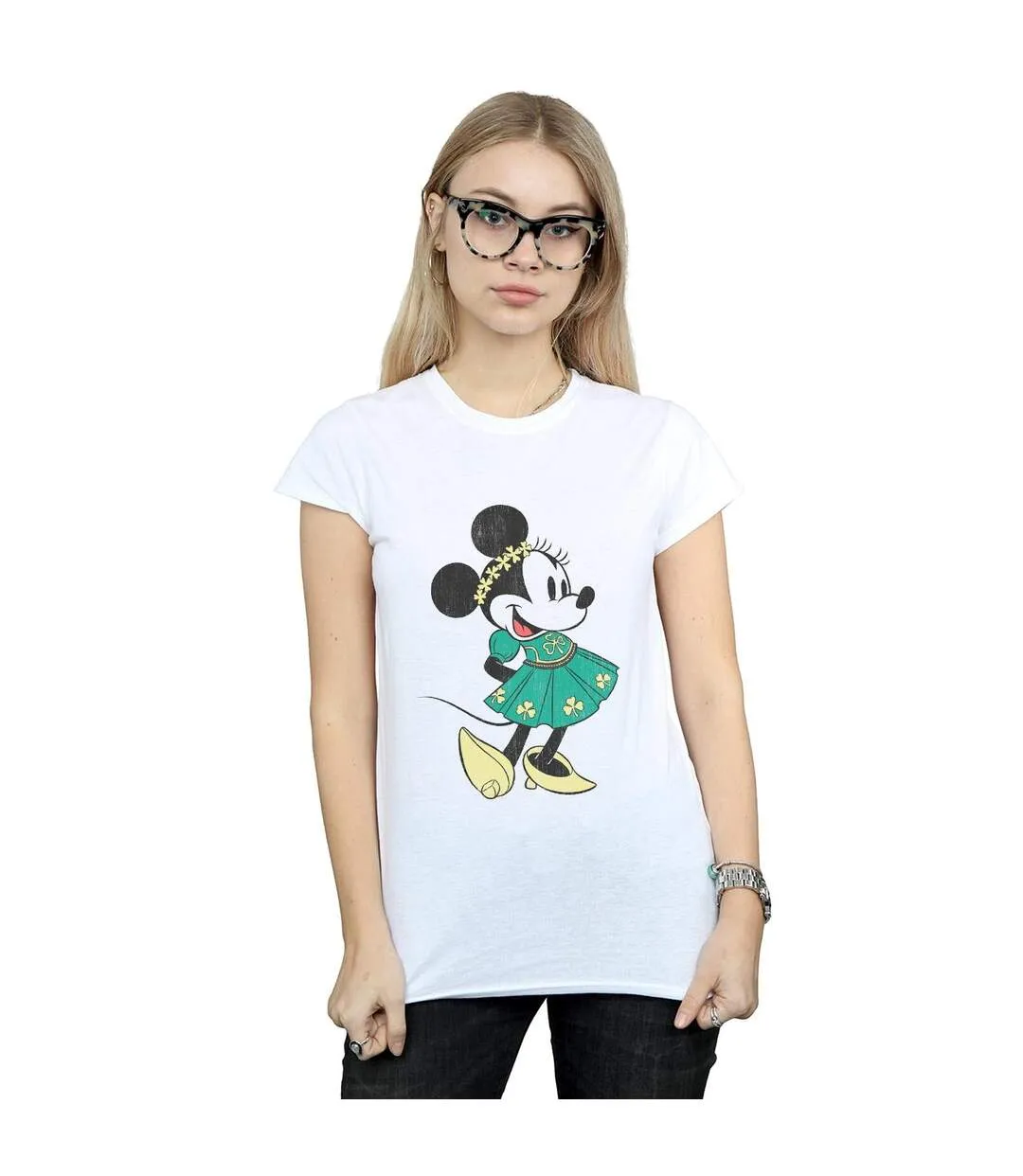 Disney Femme/Les femmes Minnie Mouse St Patrick's Day Costume Cotton T-Shirt (Blanc) - UTBI32641-2