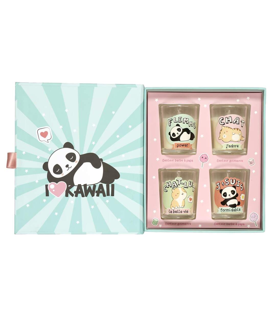 Coffret 4 Bougies Parfumées Kawaii 19cm Guimauve-1