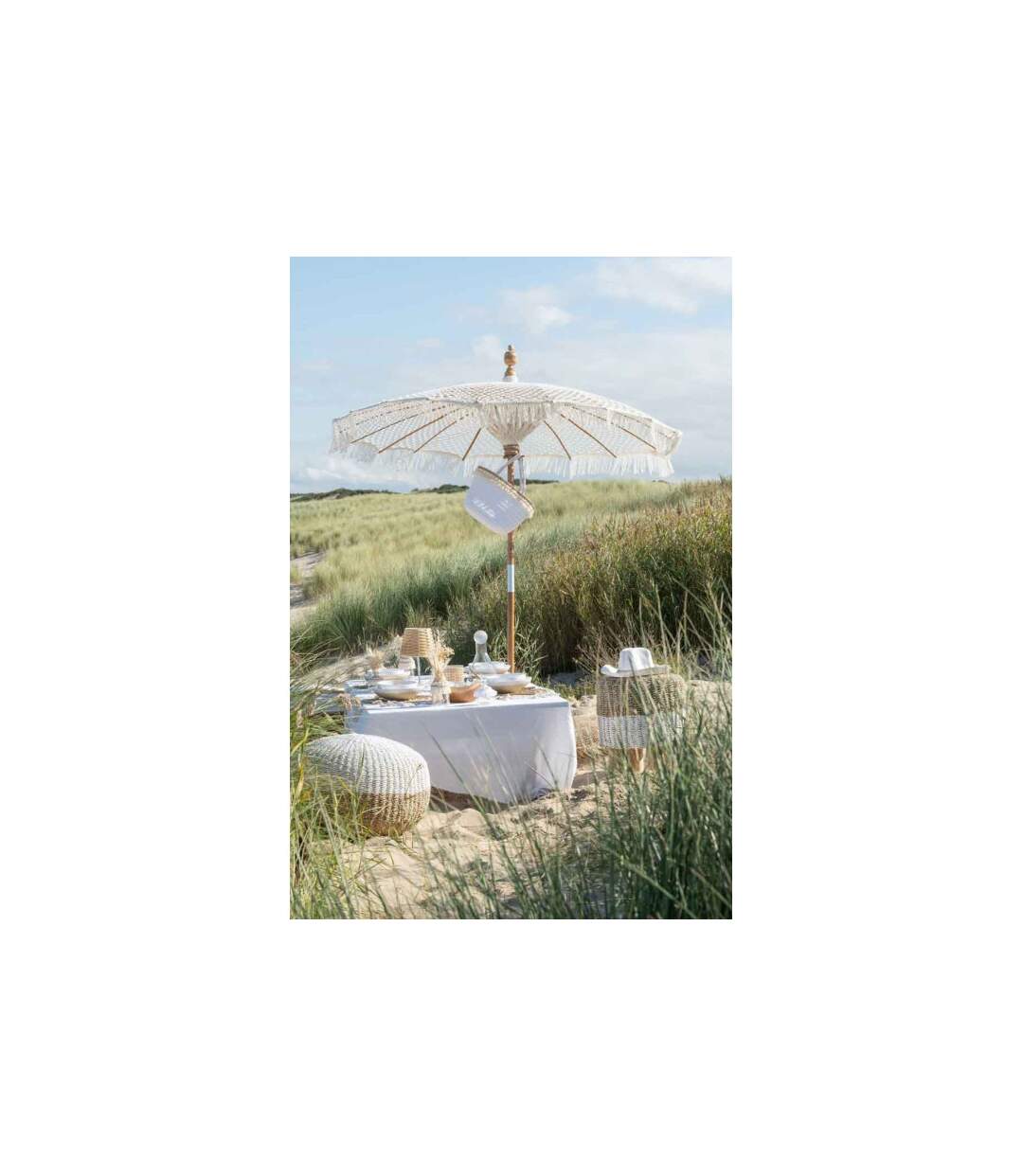 Panier de Plage Coquillages 48cm Blanc-2