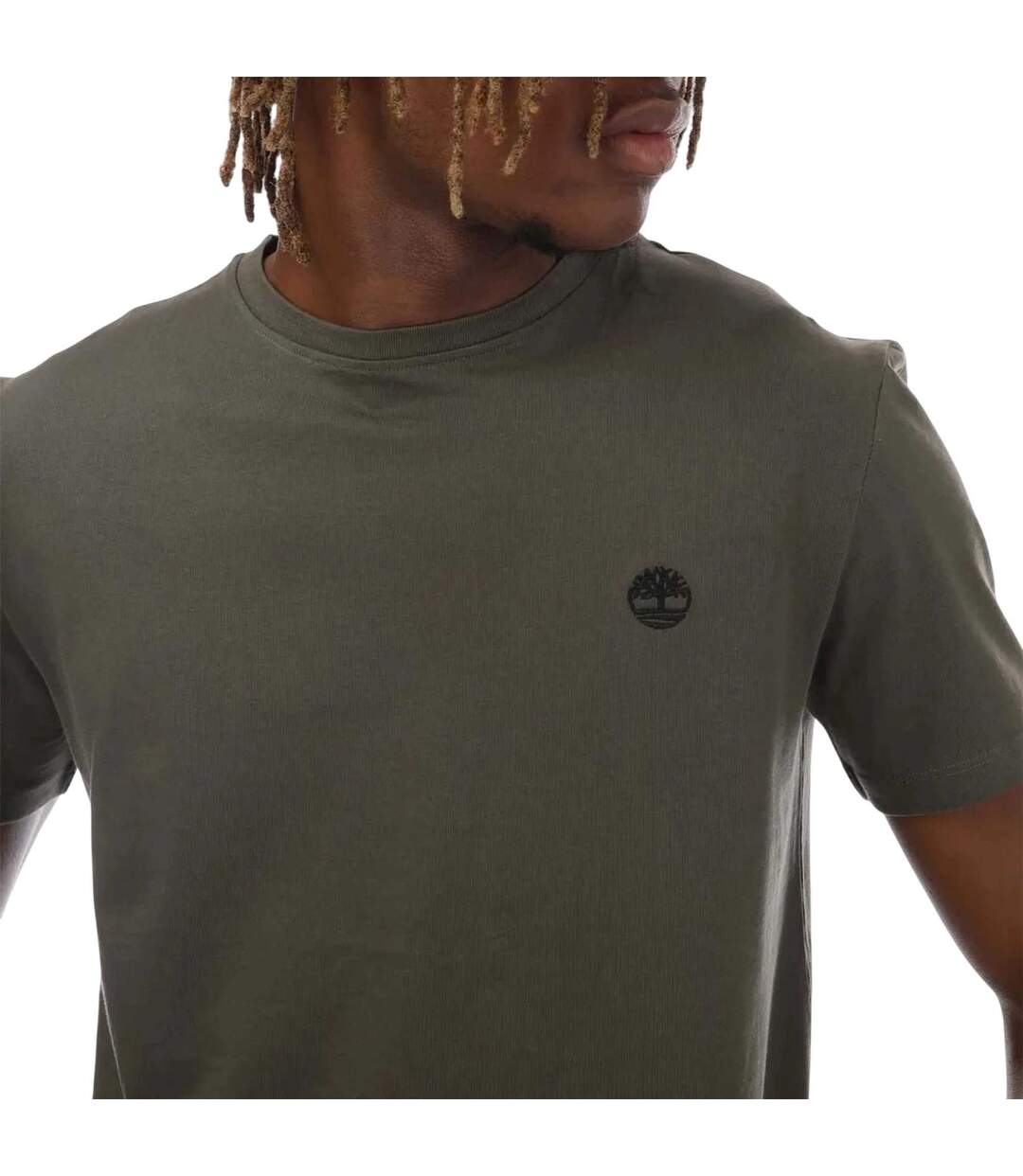 Mens Dunstan River Crew Neck Slim T-shirt Khaki Green Timberland-4