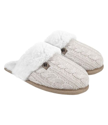 Heat Holders - Chaussons femmes thermiques en fausse fourrure et tricot torsadé