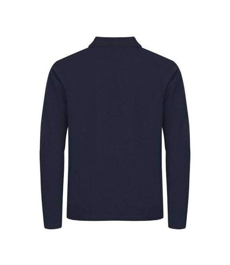 Polo Manches Longues Premium Homme Bleu Marine Foncé Clique