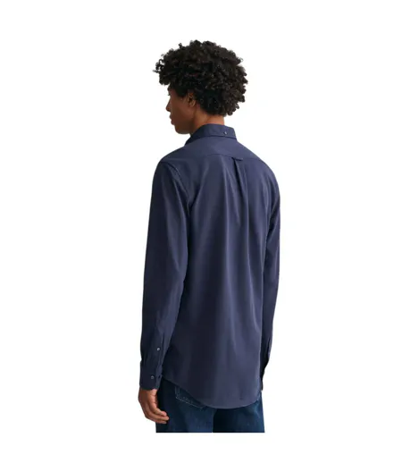 Mens Cotton Pique Regular Button-down Shirt Navy Gant