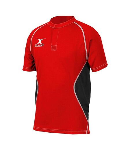 Haut De Rugby Manches Raglan Motif/style Panneau Contrasté Homme Rouge Noir Gilbert