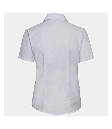 Russell Collection Ladies/Womens Short Sleeve Easy Care Oxford Shirt (White) - UTBC1024