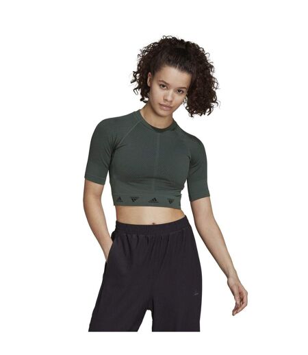 Haut Court Aeroknit Femme Vert Noir Adidas