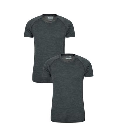 Mountain Warehouse Mens Summit Merino Wool T-Shirt (Pack of 2) (Gray)