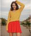 Gilet court femme longues femme - Couleur jaune - Col en V-4